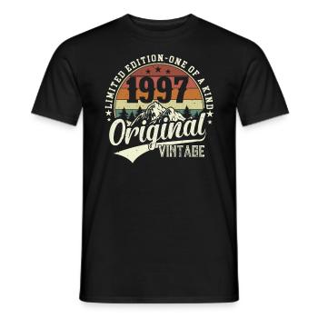 T-shirt d’anniversaire emblématique de 1997 - T-shirt homme - noir - Devant - AI Model Male 178 light (178cm)