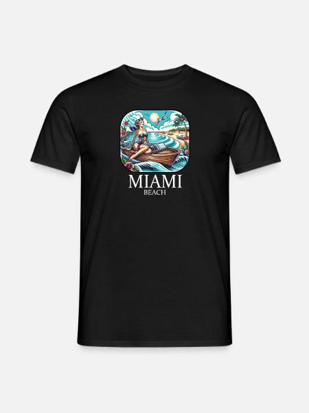 Miami Vintage Sunset - Männer T-Shirt - Schwarz
