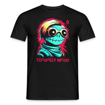 Cartoon Portrait, Totally Crazy Toad - Men's T-Shirt - black - Front - AI Model Male 178 light (178cm)