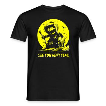 À l’année prochaine ! Poupée effrayante - T-shirt homme - noir - Devant - AI Model Male 178 light (178cm)