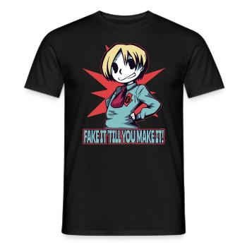 Anime Girls: Pretend Until You Make It - Men's T-Shirt - black - Front - AI Model Male 178 light (178cm)