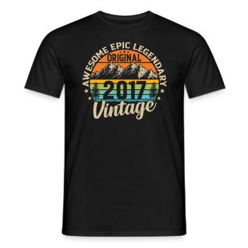 Vintage 2017 - Unique Birthday Gift - Men's T-Shirt - black - Front - AI Model Male 178 light (178cm)