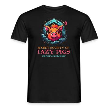 Die geheime Gesellschaft der faulen Schweine - Männer T-Shirt - Schwarz - Vorne - AI Model Male 178 light (178cm)