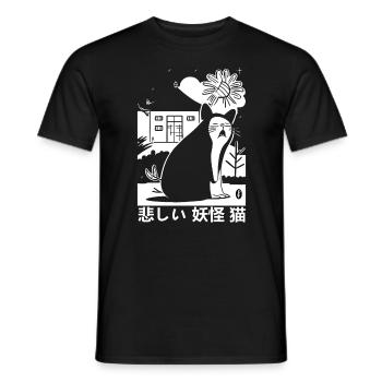 Die traurige japanische Yokai Katze - Männer T-Shirt - Schwarz - Vorne - AI Model Male 178 light (178cm)