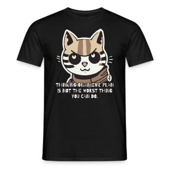 Böse Katze schmiedet böse Pläne - Männer T-Shirt - Schwarz - Vorne - AI Model Male 178 light (178cm)