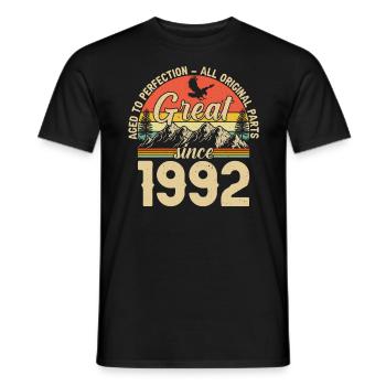 Millésime 1992 – Cadeau légendaire - T-shirt homme - noir - Devant - AI Model Male 178 light (178cm)