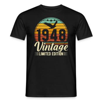 Vintage 1948 – Zeitloses Geburtstagsgeschenk - Männer T-Shirt - Schwarz - Vorne - AI Model Male 178 light (178cm)