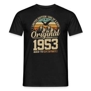 70th Birthday - Vintage 1953 Retro Style - Men's T-Shirt - black - Front - AI Model Male 178 light (178cm)