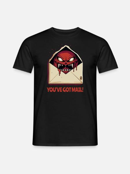 Du hast Post: Ein böser Monster Brief Umschlag - Männer T-Shirt - Schwarz