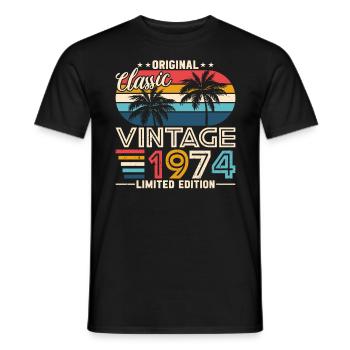 1974 Jubiläum - Männer T-Shirt - Schwarz - Vorne - AI Model Male 178 light (178cm)