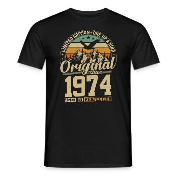 1974 Vintage Birthday Tee - Männer T-Shirt - Schwarz - Vorne - AI Model Male 178 light (178cm)