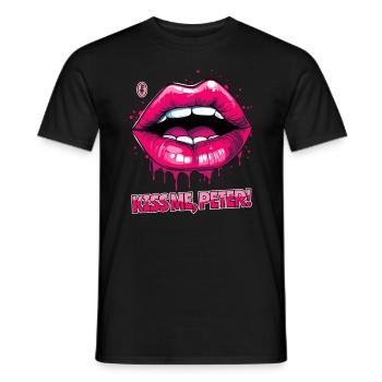 Embrasse-moi, Peter, sur mes lèvres gonflées - T-shirt homme - noir - Devant - AI Model Male 178 light (178cm)