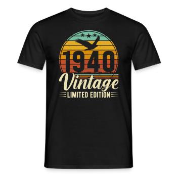 Vintage 84th Birthday Retro Gift 1940's - Men's T-Shirt - black - Front - AI Model Male 178 light (178cm)