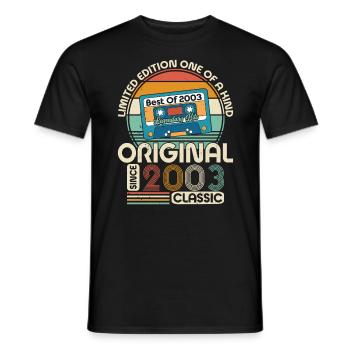Vintage 20. Geburtstag Retro Style 2003 - Männer T-Shirt - Schwarz - Vorne - AI Model Male 178 light (178cm)