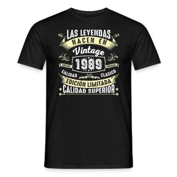 35th Birthday Vintage 1989 - Men's T-Shirt - black - Front - AI Model Male 178 light (178cm)