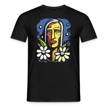 Moderner Kunststil: bunte Blumen Ureinwohner - Männer T-Shirt - Schwarz - Vorne - AI Model Male 178 light (178cm)