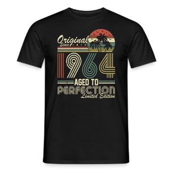 Vintage 1964 anniversaire rétro - T-shirt homme - noir - Devant - AI Model Male 178 light (178cm)