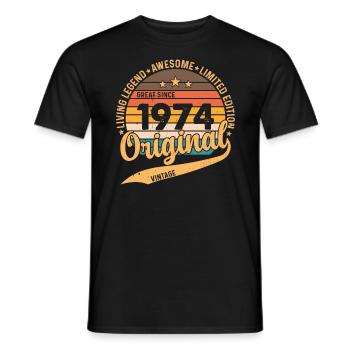 Vintage 1974 Birthday Gift Retro Style - Men's T-Shirt - black - Front - AI Model Male 178 light (178cm)