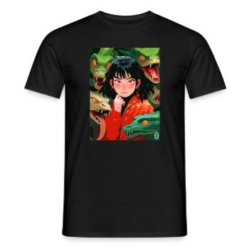 Filles d’anime et serpents - T-shirt homme - noir - Devant - AI Model Male 178 light (178cm)