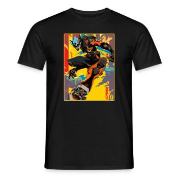 Graffiti Anime Manga Mecha Bot - Männer T-Shirt - Schwarz - Vorne - AI Model Male 178 light (178cm)
