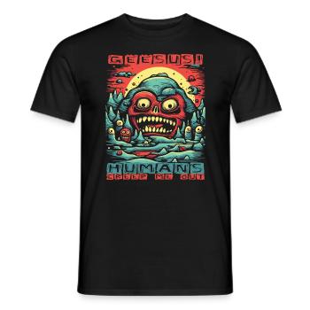 Geeesus, Menschen machen mir Gänsehaut und Angst - Männer T-Shirt - Schwarz - Vorne - AI Model Male 178 light (178cm)