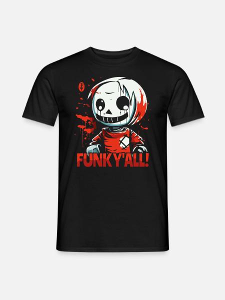 Funked Euch Alle! Horrorpuppe mit Schnauze voll - Männer T-Shirt - Schwarz