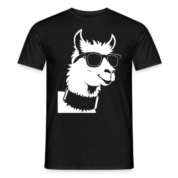 Lustiges Lama mit Sonnenbrille Coole Lamas - Männer T-Shirt - Schwarz - Vorne - AI Model Male 178 light (178cm)