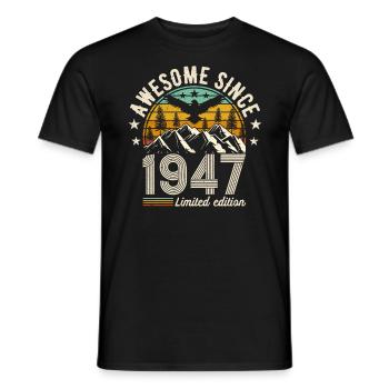 Millésime 77e anniversaire 1947 - T-shirt homme - noir - Devant - AI Model Male 178 light (178cm)
