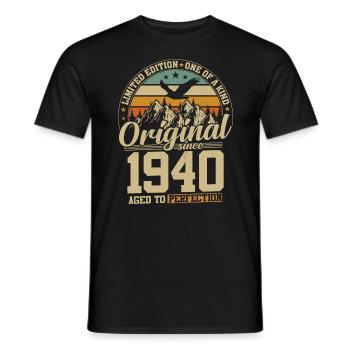 Vintage Birthday 84 Years 1940 - Men's T-Shirt - black - Front - AI Model Male 178 light (178cm)