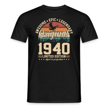 Vintage 84th Birthday 1940 - Men's T-Shirt - black - Front - AI Model Male 178 light (178cm)