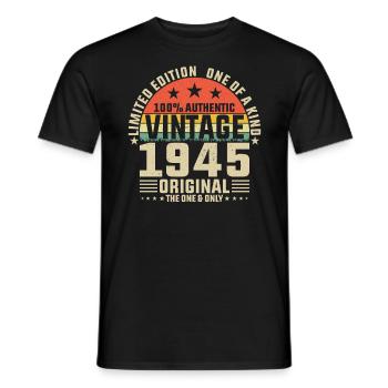 79e verjaardag Vintage Retro 1945 - legendarisch! - Heren T-shirt - zwart - Voor - AI Model Male 178 light (178cm)