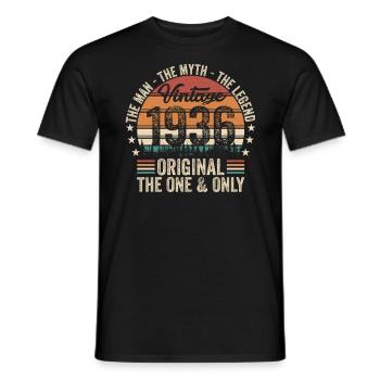 Millésime 88e anniversaire 1936 - T-shirt homme - noir - Devant - AI Model Male 178 light (178cm)