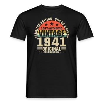 Millésime 1941 - Cadeau d’anniversaire pour 83 ans - T-shirt homme - noir - Devant - AI Model Male 178 light (178cm)