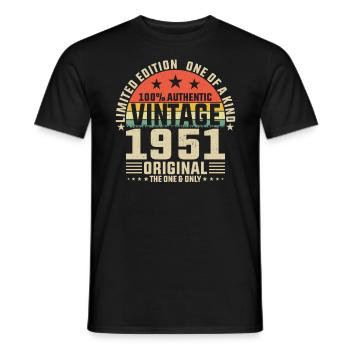 73e anniversaire Vintage 1951 Style rétro - T-shirt homme - noir - Devant - AI Model Male 178 light (178cm)