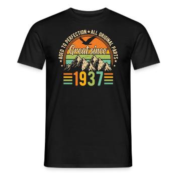 87e anniversaire Vintage rétro 1937 cadeau - T-shirt homme - noir - Devant - AI Model Male 178 light (178cm)