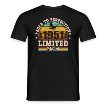 Vintage 73e anniversaire Style rétro 1951 - T-shirt homme - noir - Devant - AI Model Male 178 light (178cm)