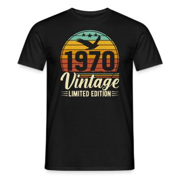 Vintage Birthday Joy 1970's - Men's T-Shirt - black - Front - AI Model Male 178 light (178cm)
