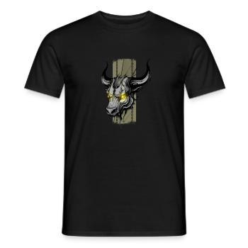 Regal Horns: Majestic Bull - Men's T-Shirt - black - Front - AI Model Male 178 light (178cm)