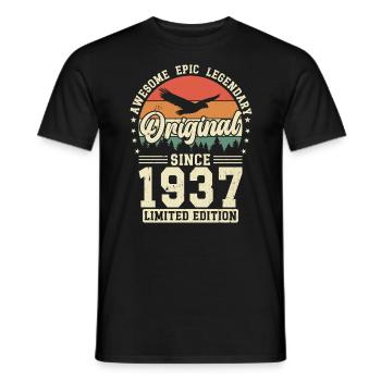 Vintage 1937 Birthday - Men's T-Shirt - black - Front - AI Model Male 178 light (178cm)