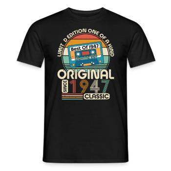 Millésime 1947 - 77e anniversaire Style rétro - T-shirt homme - noir - Devant - AI Model Male 178 light (178cm)