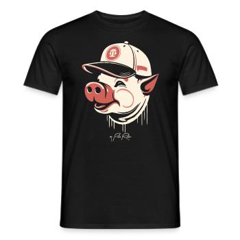 Vintage Retro Baseball Pig - Männer T-Shirt - Schwarz - Vorne - AI Model Male 178 light (178cm)