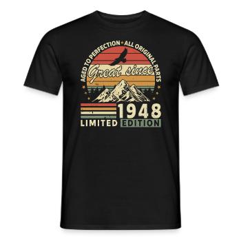 76 Years Vintage Birthday 1948 - Men's T-Shirt - black - Front - AI Model Male 178 light (178cm)
