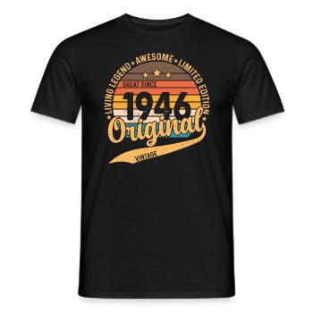 Vintage 1946 - Original 78th Birthday Retro Style - Men's T-Shirt - black - Front - AI Model Male 178 light (178cm)