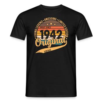 Vintage 1942 Birthday - Men's T-Shirt - black - Front - AI Model Male 178 light (178cm)