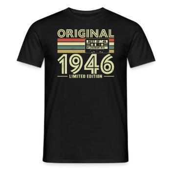 Millésime 1946 - Cadeau d’anniversaire pour 78 ans - T-shirt homme - noir - Devant - AI Model Male 178 light (178cm)
