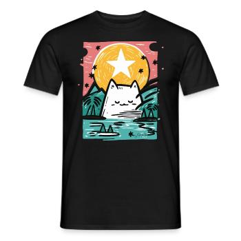 Schlafende Katze in der Natur - Männer T-Shirt - Schwarz - Vorne - AI Model Male 178 light (178cm)