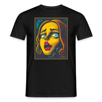 Woodcut Cartoon of Fear - Men's T-Shirt - black - Front - AI Model Male 178 light (178cm)