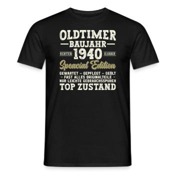 84th Birthday Vintage 1940's - Men's T-Shirt - black - Front - AI Model Male 178 light (178cm)
