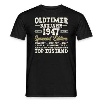 Millésime 1947 Anniversaire - T-shirt homme - noir - Devant - AI Model Male 178 light (178cm)