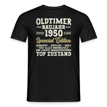 Anniversaire vintage des années 1950 - T-shirt homme - noir - Devant - AI Model Male 178 light (178cm)